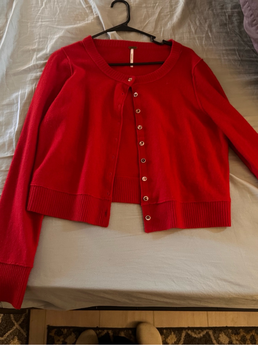 XL free people cashmere Red Women's Button-Front Cardigan Sweater